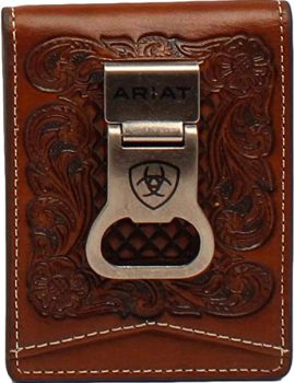 Men’s Floral Embossed Bifold Money Clip Wallet A3544408