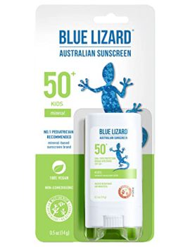 BLUE LIZARD Mineral Sunscreen Stick with Zinc Oxide SPF 50+ Water Resistant UVA/UVB Protection Easy to Apply Fragrance Free, Kids, Unscented, 5 Oz