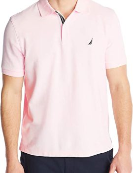 Men’s Classic Short Sleeve Solid Polo Shirt, Cradle Pink, Medium