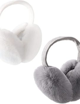 2 Pack of Simplicity Unisex Warm Faux Furry Winter Outdoor EarMuffs Foldable Ear Warmer