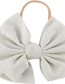 Mud Pie Baby Girls’ White Shimmer Bow Headband, One Size