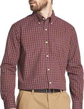 Men’s Big and Tall Hamilton Poplins Long Sleeve Button Down Plaid Shirt