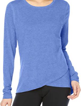 Essentials Women’s Studio Relaxed-Fit Long-Sleeve Cross-Front T-Shirt