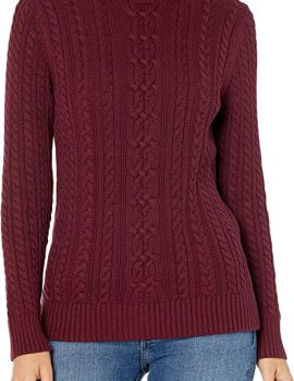 Essentials Women’s Fisherman Cable Turtleneck Sweater (Available in Plus Size)