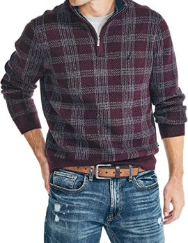 Men’s Sustainably Crafted Plaid Quarter-Zip Sweater