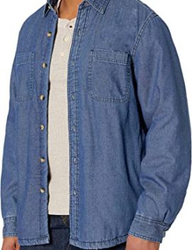 Men’s Long Sleeve Sherpa Lined Denim Shirt Jacket