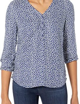 Essentials Women’s 3/4 Sleeve Button Popover Shirt